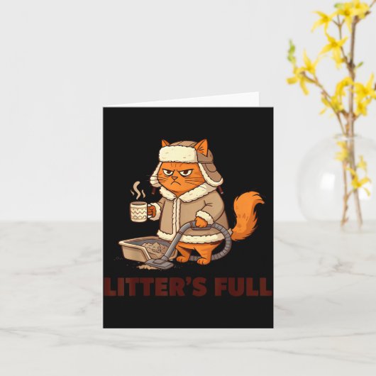 Litter’s Full Funny Cat Lovers Christmas Xmas  カード (黄色い花)