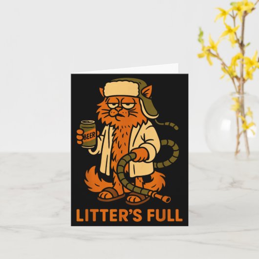 Litter’s Full Funny Cat Lovers Christmas Xmas カード (黄色い花)