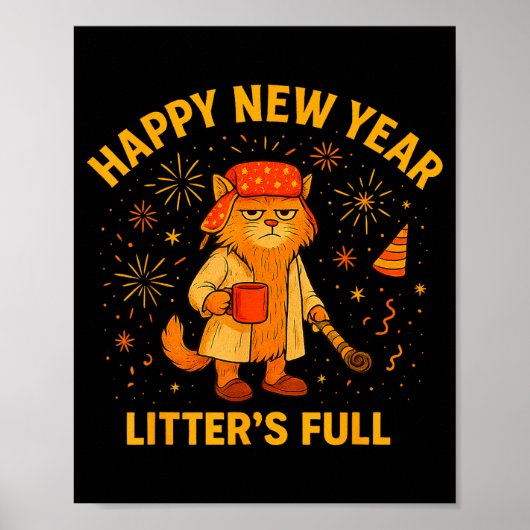 Litter’s Full Funny Cat Lovers Happy New Year  ポスター (正面)