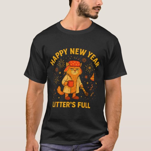 Litter’s Full Funny Cat Lovers Happy New Year Tシャツ (正面)