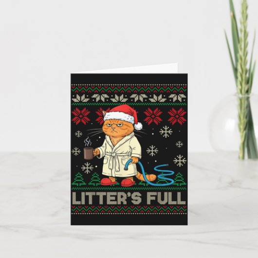 Litter’s Full Funny Cat Lovers Ugly Christmas Swea カード (正面)