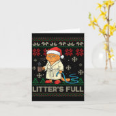 Litter’s Full Funny Cat Lovers Ugly Christmas Swea カード (黄色い花)