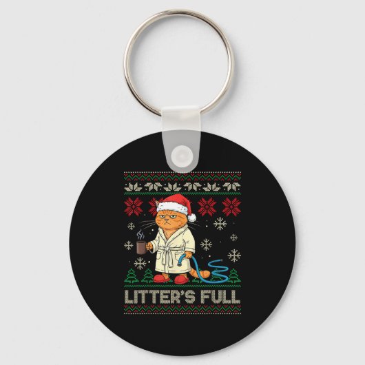 Litter’s Full Funny Cat Lovers Ugly Christmas Swea キーホルダー (正面)
