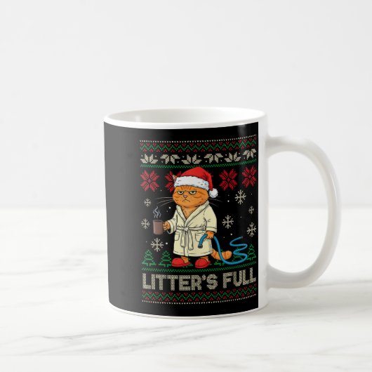 Litter’s Full Funny Cat Lovers Ugly Christmas Swea コーヒーマグカップ (右)