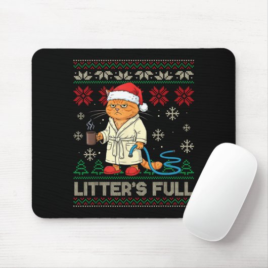 Litter’s Full Funny Cat Lovers Ugly Christmas Swea マウスパッド (マウス)