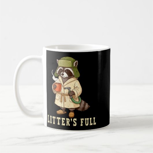 Litter’s Full Funny Raccoon Christmas Mpy Raccoon  コーヒーマグカップ (左)