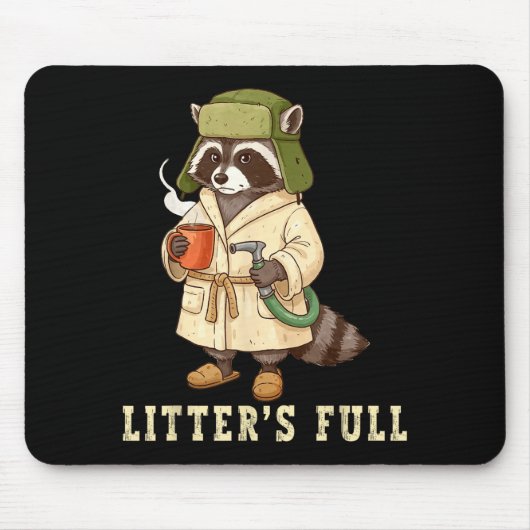 Litter’s Full Funny Raccoon Christmas Mpy Raccoon マウスパッド (正面)