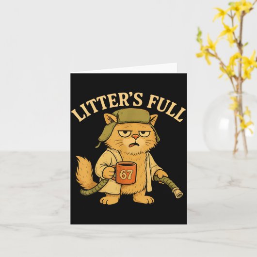 Litter’s Full Funny Six Seven 67 Meme Cat Lovers C カード (黄色い花)