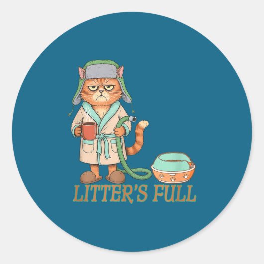 Litters Full Funny Cat Lovers Christmas Funny Gift ラウンドシール (正面)