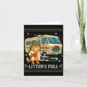 Litter's Full Funny Silly Cat Holding Coffee Meme  カード (正面)