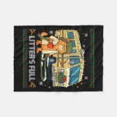 Litter's Full Funny Silly Cat Holding Coffee Meme  フリースブランケット (正面(横))