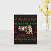 Litter's Full Merry Christmas Funny Cat Lover Ugly カード (黄色い花)