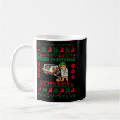 Litter's Full Merry Christmas Funny Cat Lover Ugly コーヒーマグカップ (左)