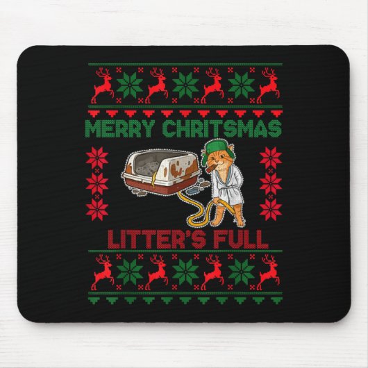 Litter's Full Merry Christmas Funny Cat Lover Ugly マウスパッド (正面)