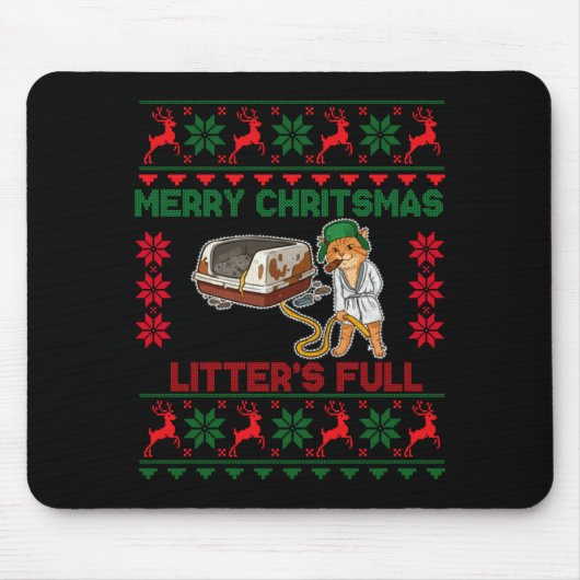 Litter's Full Merry Christmas Funny Cat Lover Ugly マウスパッド (正面)