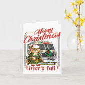 Litter's Full Merry Christmas Funny Cat Lovers Hol カード (黄色い花)