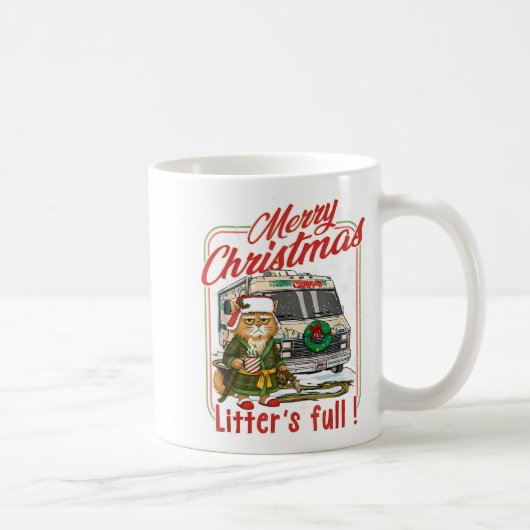 Litter's Full Merry Christmas Funny Cat Lovers Hol コーヒーマグカップ (右)