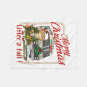 Litter's Full Merry Christmas Funny Cat Lovers Hol フリースブランケット (正面(横))