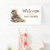 Little クール Lumberjack Bear Baby Showerへようこそ 横断幕 (インサイチュ)