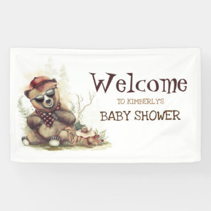 Little クール Lumberjack Bear Baby Showerへようこそ 横断幕