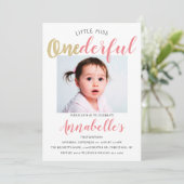 Little 恋しく思 Onederful写真1st Birthday 招待状 (スタンド正面)