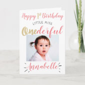 Little 恋しく思 Onederful 1st Birthday Photo カード (正面)