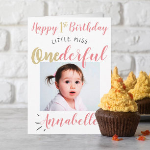 Little 恋しく思 Onederful 1st Birthday Photo カード