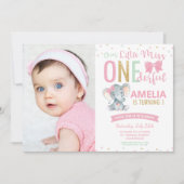 LITTLE 恋しく思 ONEderful 1th Birthday Elephantの写真 招待状 (正面)
