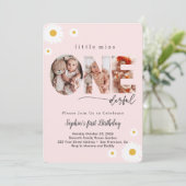 Little 恋しく思 Onederful Baby Girl 1st Birthday Photo 招待状 (スタンド正面)