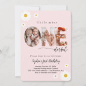 Little 恋しく思 Onederful Baby Girl 1st Birthday Photo 招待状 (正面)