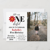 Little 恋しく思 Onederful Girlの最初のバースデーフォト 招待状 (正面)