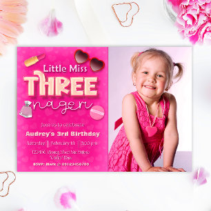 Little 恋しく思 Threenager – 女の子の誕生日 招待状