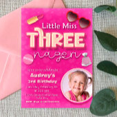 Little 恋しく思 Threenager – 女の子の誕生日 招待状