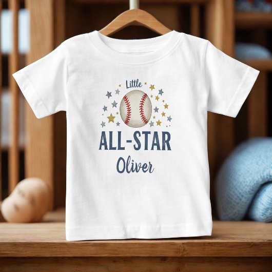 Little All-Star Baseball with Stars ベビーTシャツ