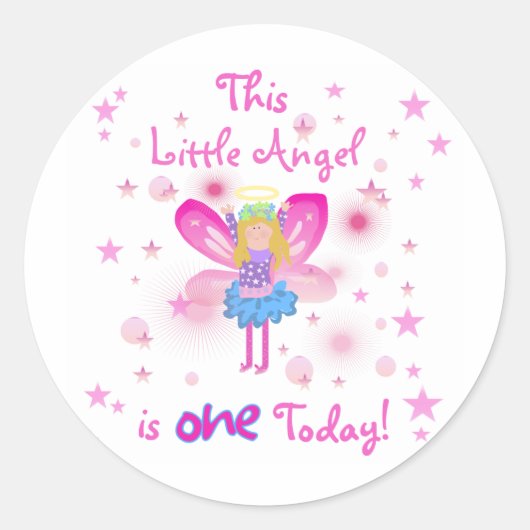 Little Angel 1st誕生日Tシャツとギフト ラウンドシール (正面)