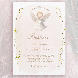 little angel baby girl | Baptism Invitation 招待状