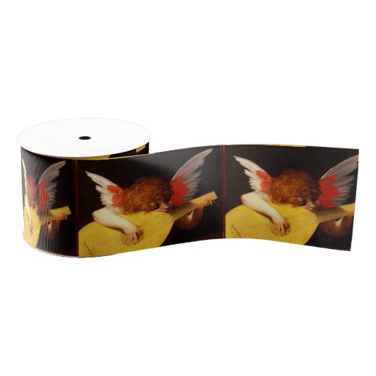 LITTLE ANGEL PLAYING LUTE Music Making Cherub グログランリボン (リール)