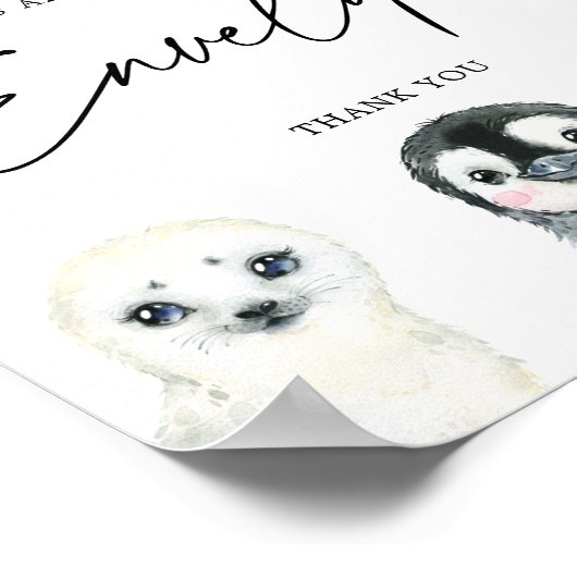 Little Arctic Baby Shower Address Envelope Sign ポスター (角)