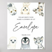 Little Arctic Baby Shower Address Envelope Sign ポスター (正面)