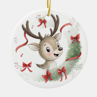 Little Baby Deer Christmas, Cute Fawn セラミックオーナメント