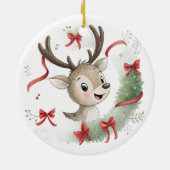 Little Baby Deer Christmas, Cute Fawn セラミックオーナメント (裏面)