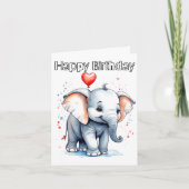Little Baby Elephant Happy Birthday カード (正面)