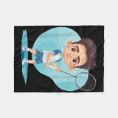 Little Badminton Player Shuttle Game For Boys  フリースブランケット (正面(横))