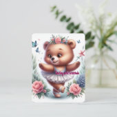 Little Ballerina Bear Birthday Thank-You Card シーズンカード (スタンド正面)