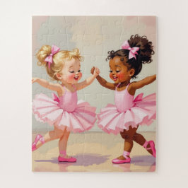Little Ballerinas Dancing Cute Illustration ジグソーパズル