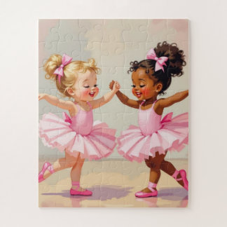 Little Ballerinas Dancing Cute Illustration ジグソーパズル