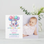 Little Balloons Unicorn誕生日招待状写真 招待状 (スタンド正面)