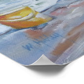 Little beachcomber girl with yellow bucket ポスター (角)