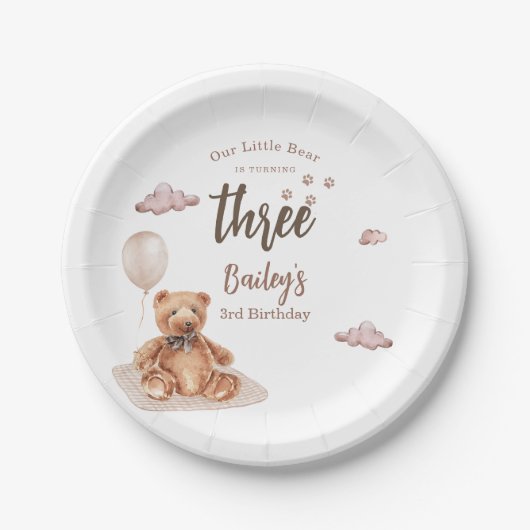 Little Bear Any Age Birthday ペーパープレート (正面)