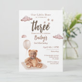 Little Bear Any Age Birthday Photo Invitation 招待状 (スタンド正面)